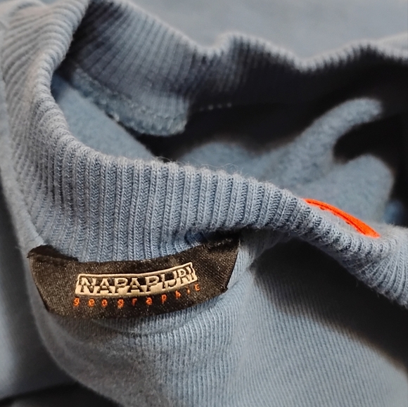 Napapijri | Mens Blue Grey Crewneck Sweatshirt Orange Napapijiri Logo MEDIUM - Picture 10 of 15